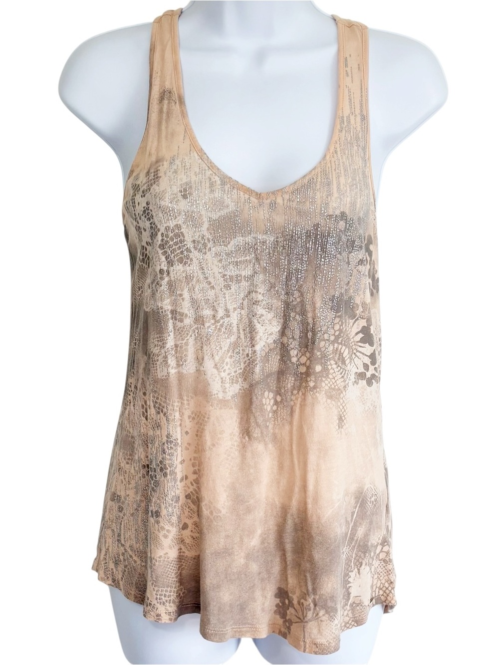 GUESS Y2K Metallic Snake Print Twist Back Tank Top Indie Sleaze M